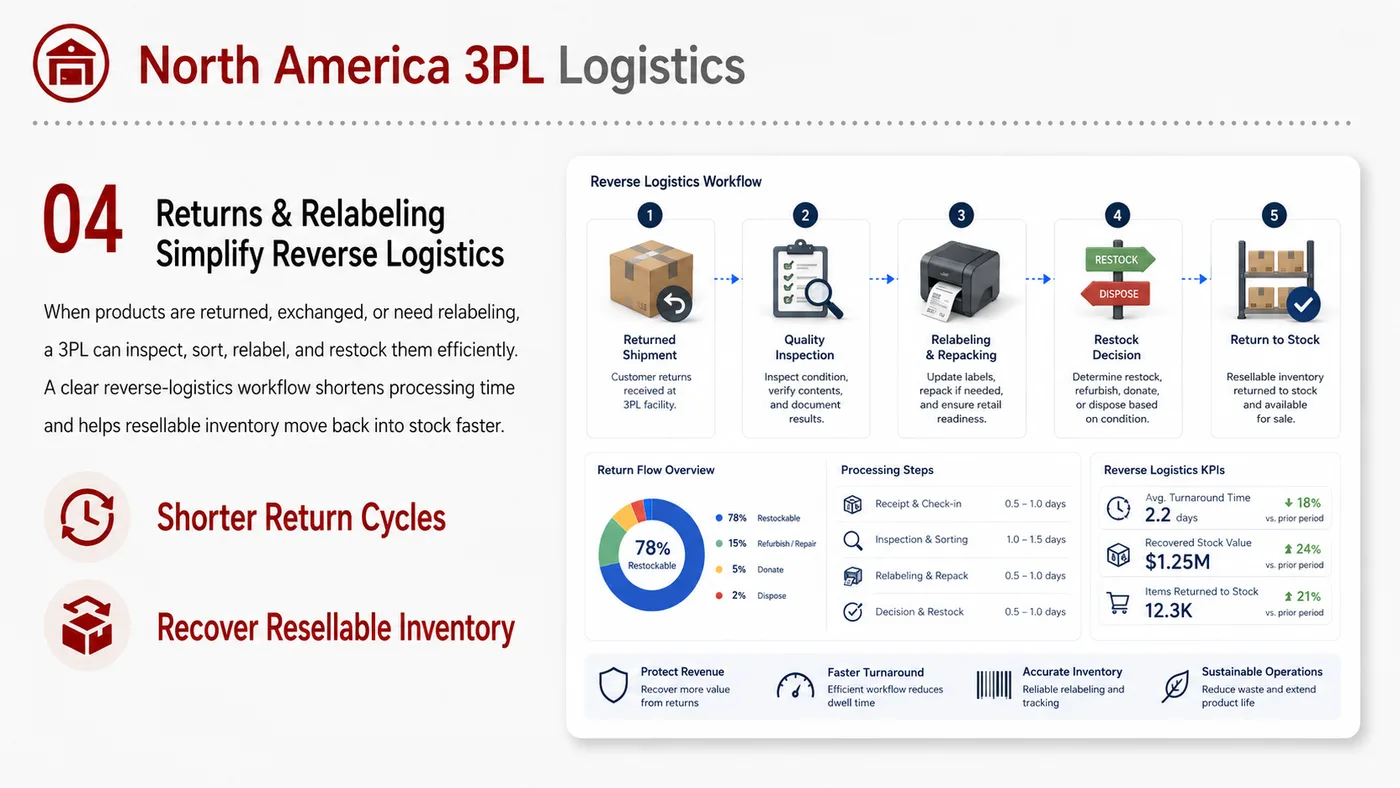 3PL Warehousing and Logistics service card, page 4: 3PL Warehousing and Logistics focuses on platform setup, data preparation, listing optimization, ads, reviews and ongoi...