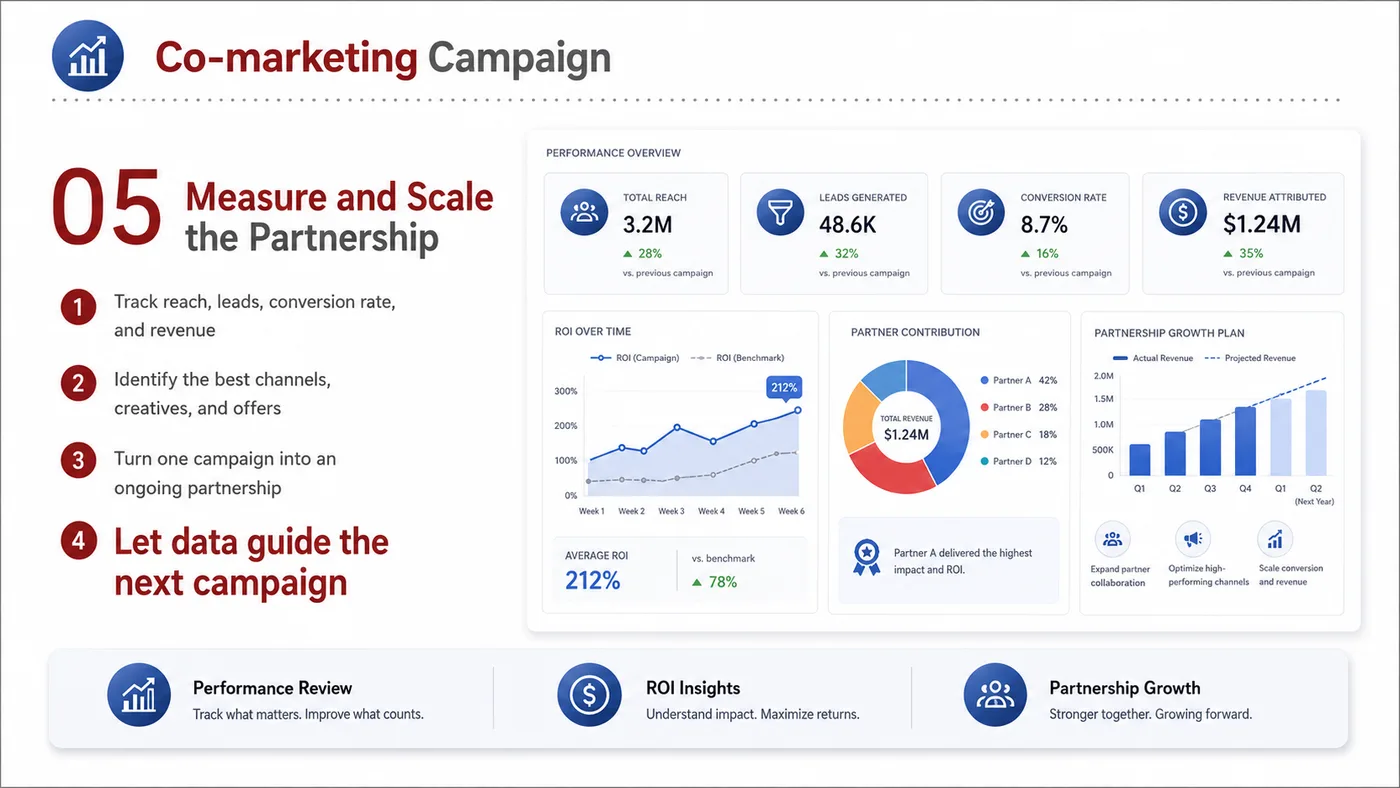 Co-marketing Campaign service card, page 4: Co-marketing Campaign prepares channel fit, product data, compliance, packaging, pricing, samples and follow-up needed...