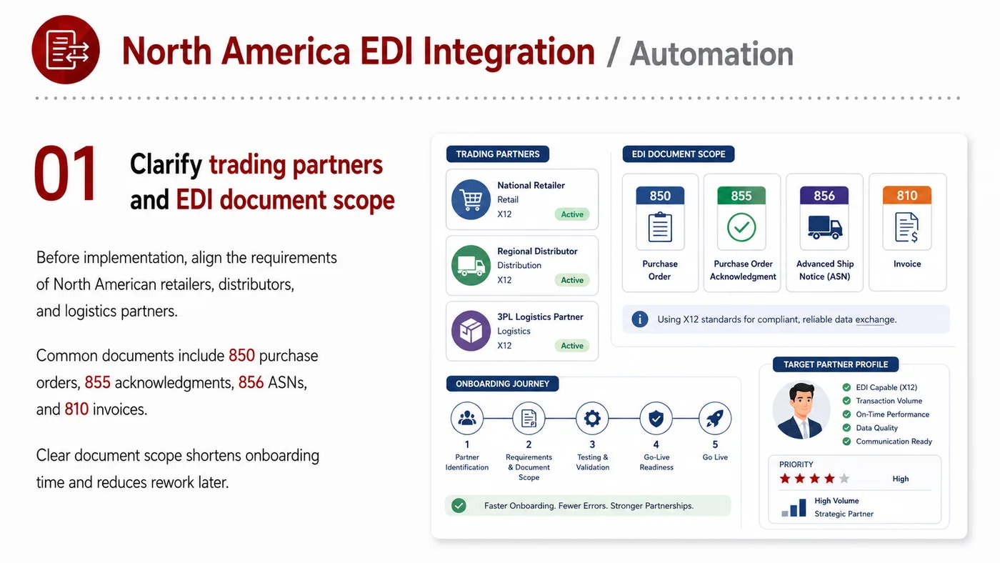 EDI Integration service card, page 1: EDI Integration focuses on platform setup, data preparation, listing optimization, ads, reviews and ongoing operations...