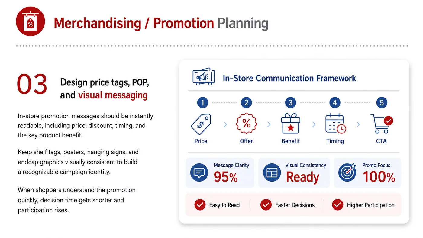Merchandising and Promotion Planning service card, page 3: Merchandising and Promotion Planning prepares channel fit, product data, compliance, packaging, pricing, samples and fo...