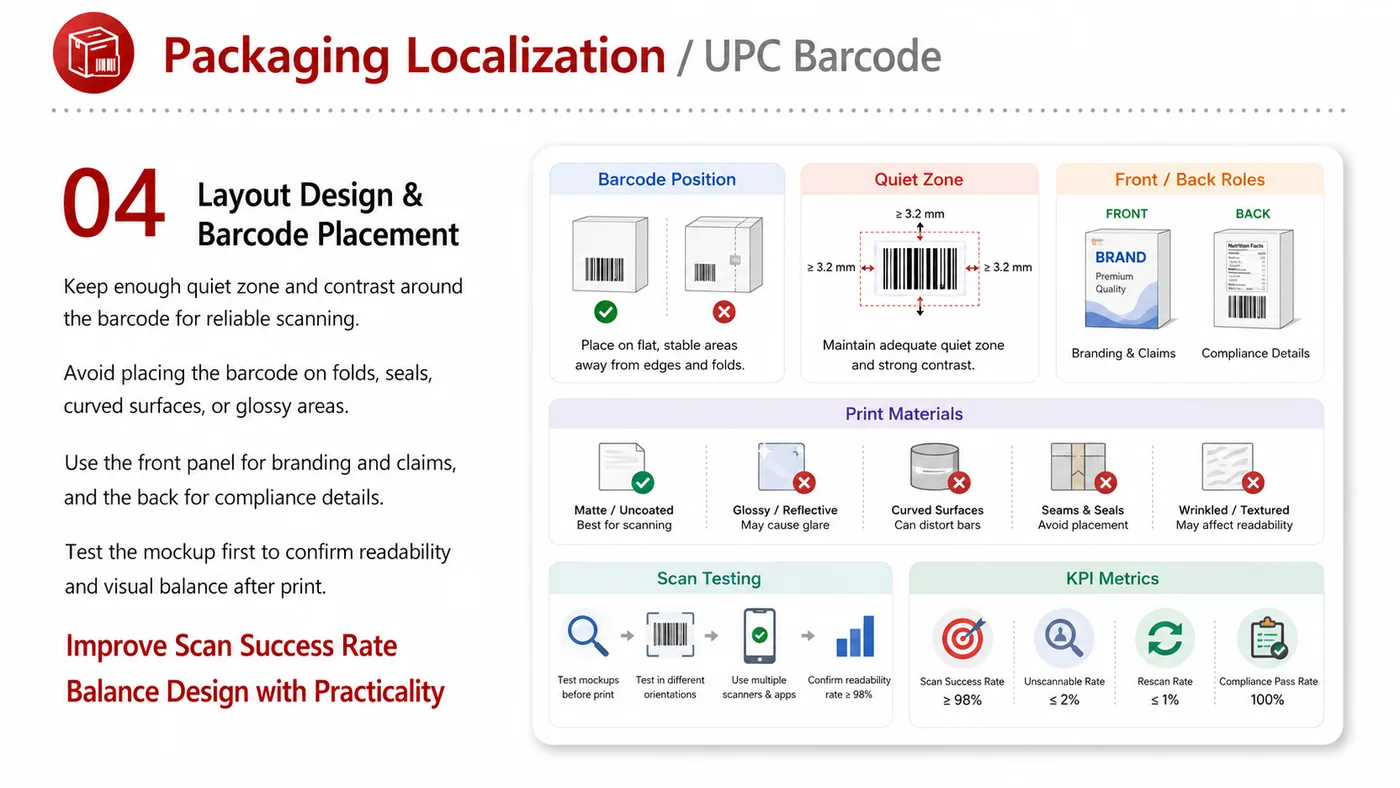 Packaging Localization and UPC service card, page 4: Packaging Localization and UPC prepares channel fit, product data, compliance, packaging, pricing, samples and follow-u...