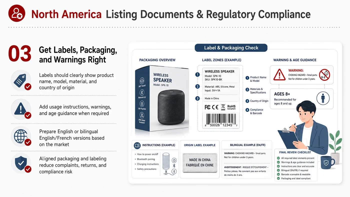 Listing Documents and Compliance service card, page 3: Listing Documents and Compliance focuses on platform setup, data preparation, listing optimization, ads, reviews and on...