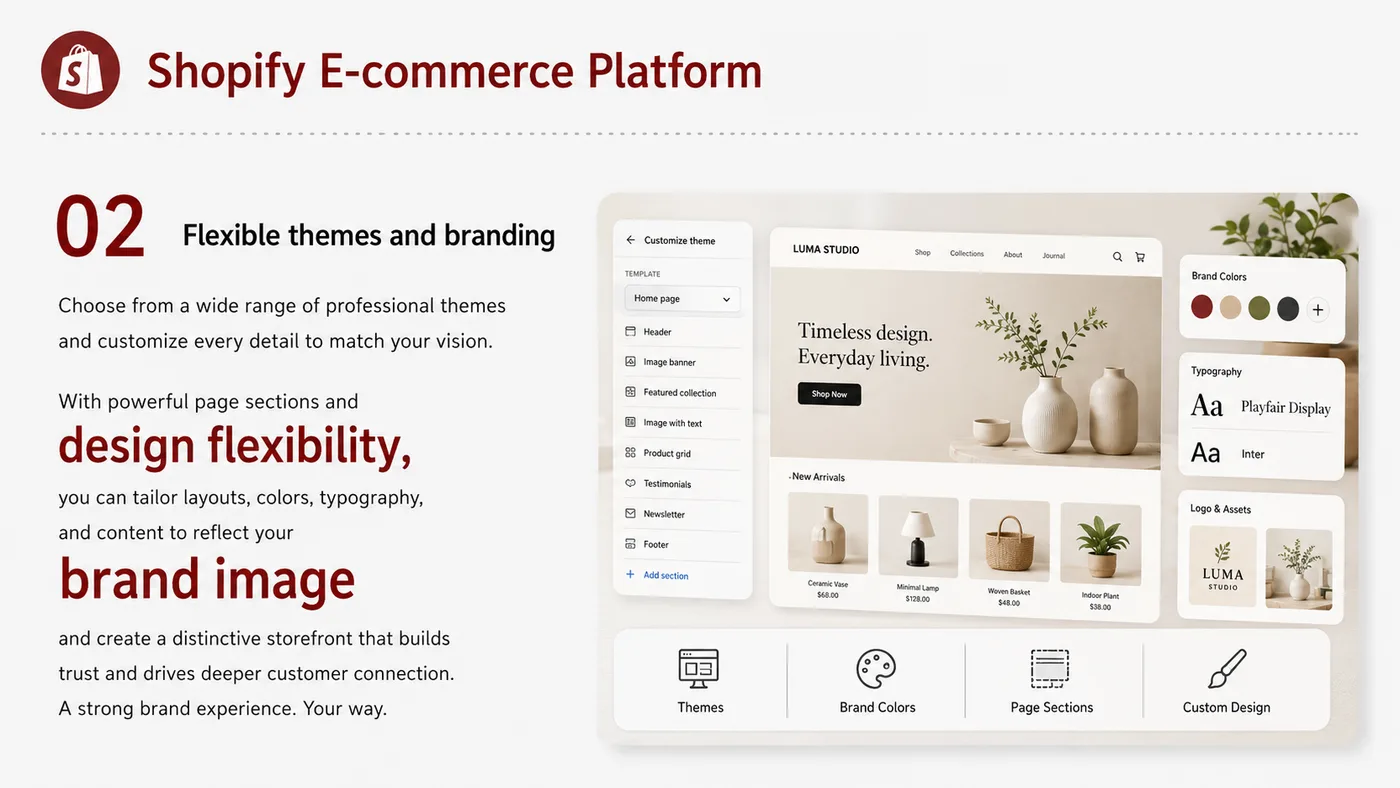 Shopify E-commerce Platform service card, page 2: Shopify E-commerce Platform focuses on platform setup, data preparation, listing optimization, ads, reviews and ongoing...